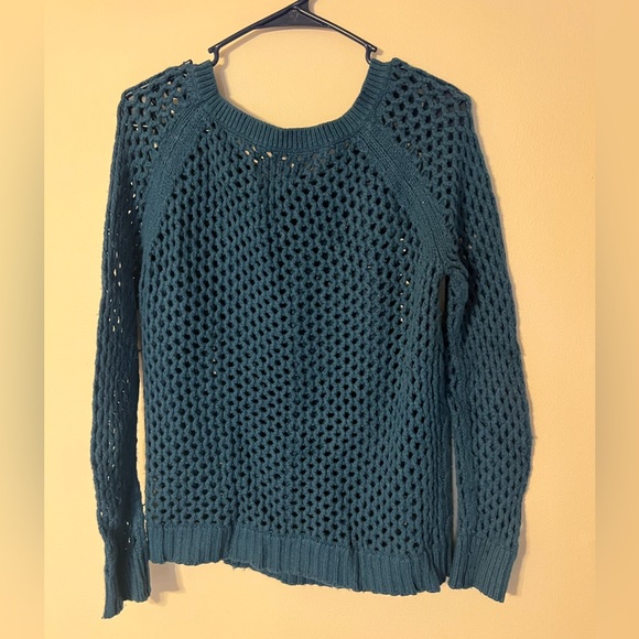 American Eagle Women’s Crochet Sweater, Teal Blue, Open-knit, Size Small - Picture 5 of 6